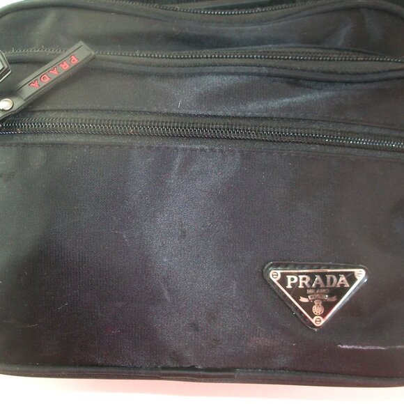 Black Nylon Multi-Compartment Convertible Crossbody Bag NOT PRADA LINEA ROSSA - Picture 8 of 12